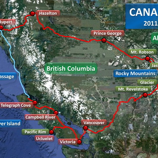 British Columbia & Alberta: travel route